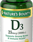 Nature's Bounty Vitamin D3 1000 IU Supplement - 100 Softgels, Gluten-Free, Supports Bone Health & Immune Function