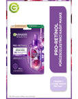 Garnier Pro-Retinol Face Mask - Anti-Aging Skincare Sheet Mask for Wrinkles, Hypoallergenic, 22g