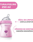 Chicco Natural Feeling Baby Bottle 250ml - Baby Feeding Bottle for Newborns & Infants 2 Months+