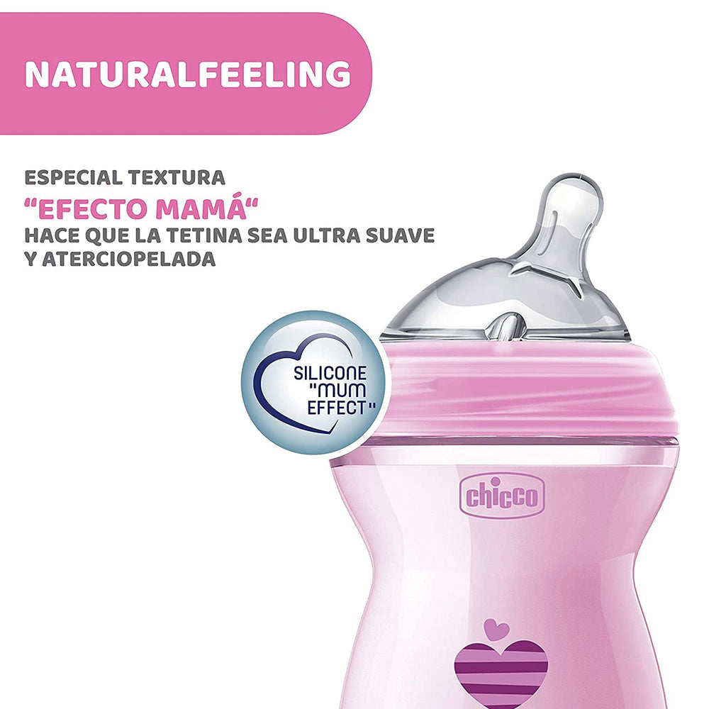 Chicco Natural Feeling Baby Bottle 250ml - Baby Feeding Bottle for Newborns & Infants 2 Months+