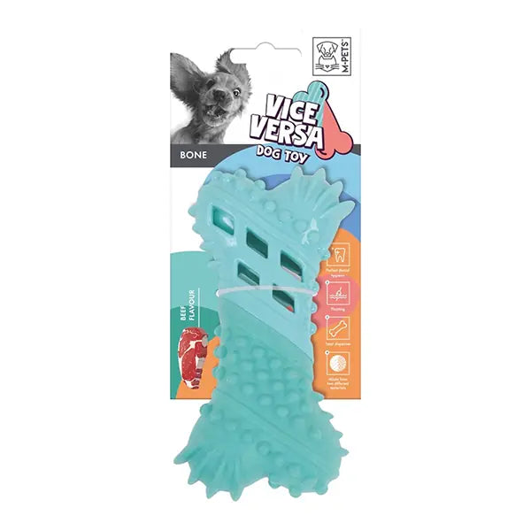 M-Pets Vice Versa Bone Dog Chew Toy, Meat Flavor with Filling Holes