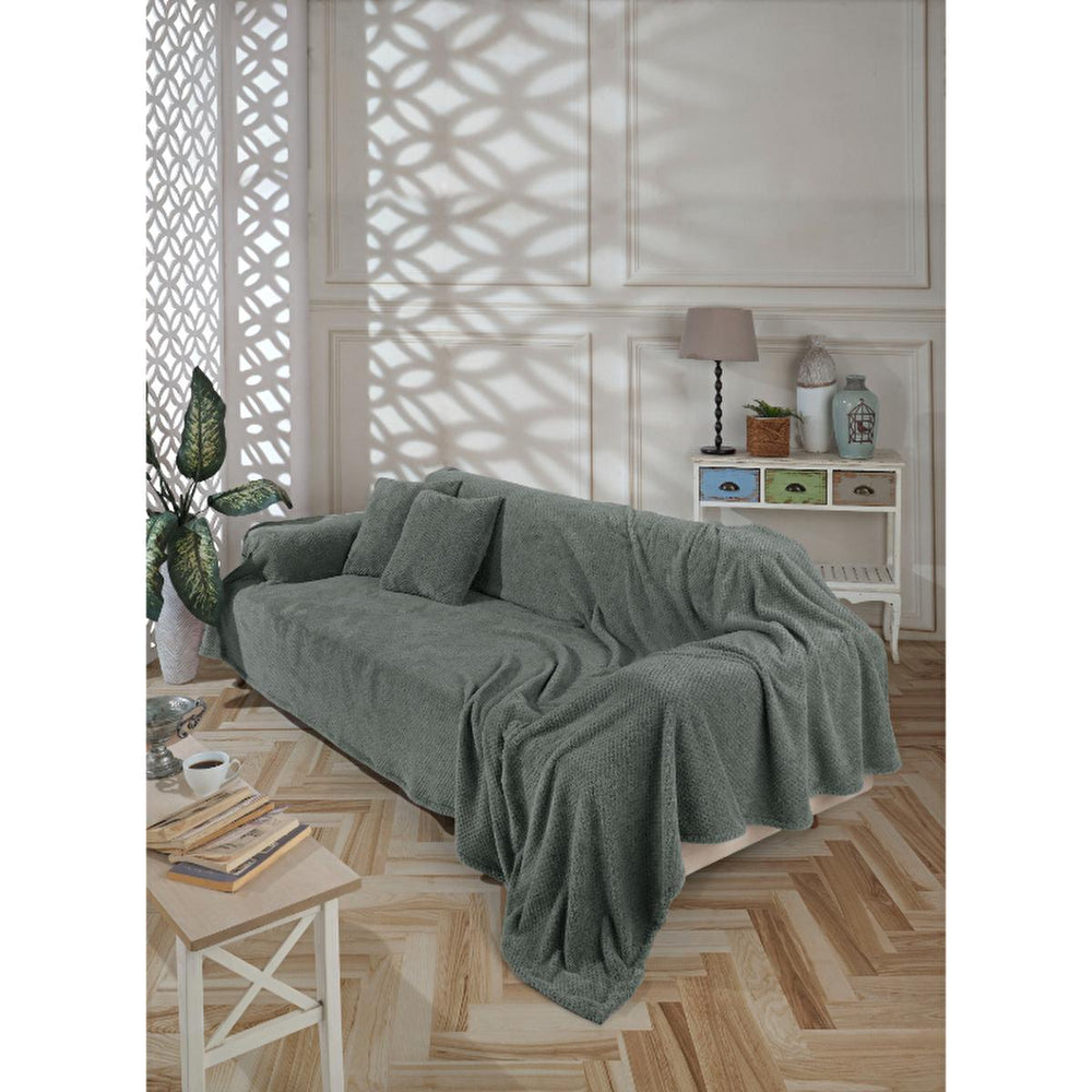 Wondel Polycotton Furniture Cover & Blanket - Grey/Black, 180x200cm - Durable Sofa & Bedspread