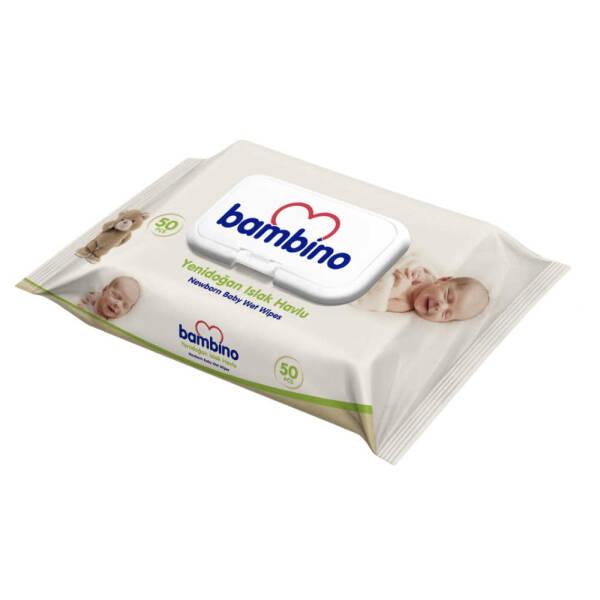 Bambino Newborn Baby Wipes - Gentle Cleaning for Sensitive Skin, 50 Count - Baby Care