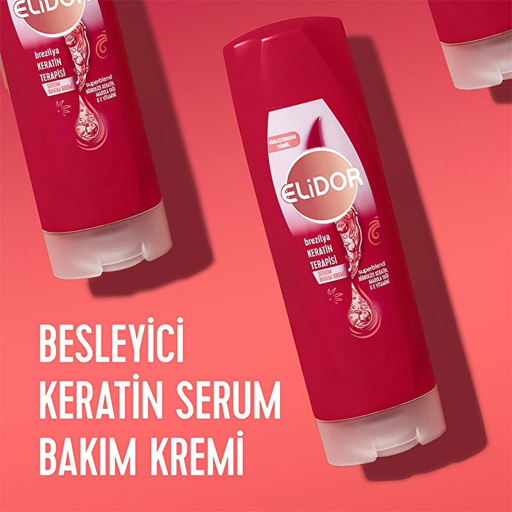 Elidor Brazilian Keratin Therapy Hair Serum - Nourishes, Smooths, and Adds Shine to Hair - 11.83 fl oz - Hair Mask