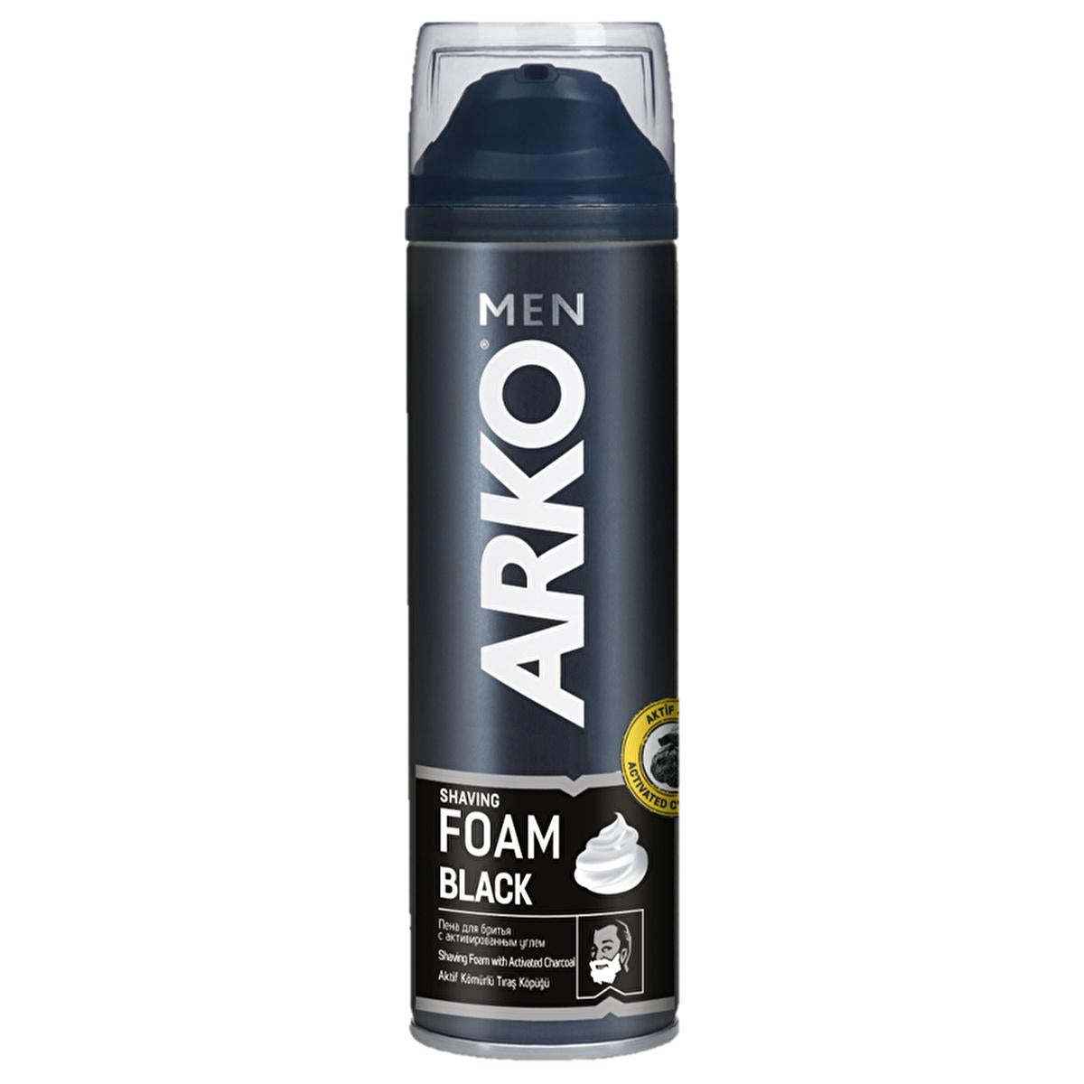 Arko Men Black Shaving Foam - Activated Charcoal for Smooth Shaving, 200ml Arko Men Black Shaving Foam - Activated Charcoal Arko Men Black Shaving Foam, Activated charcoal shaving cream, Men's grooming products, Shaving foam for sensitive skin, Black shaving foam, Shaving Essentials, Men's Skincare, Grooming, Personal Care, Activated Charcoal Benefits