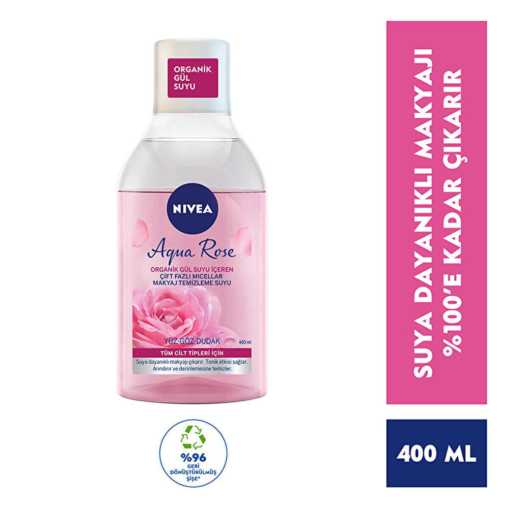 NIVEA Aqua Rose Micellar Makeup Remover - Gentle & Effective Dual-Phase Formula (13.53 fl oz) - view 9