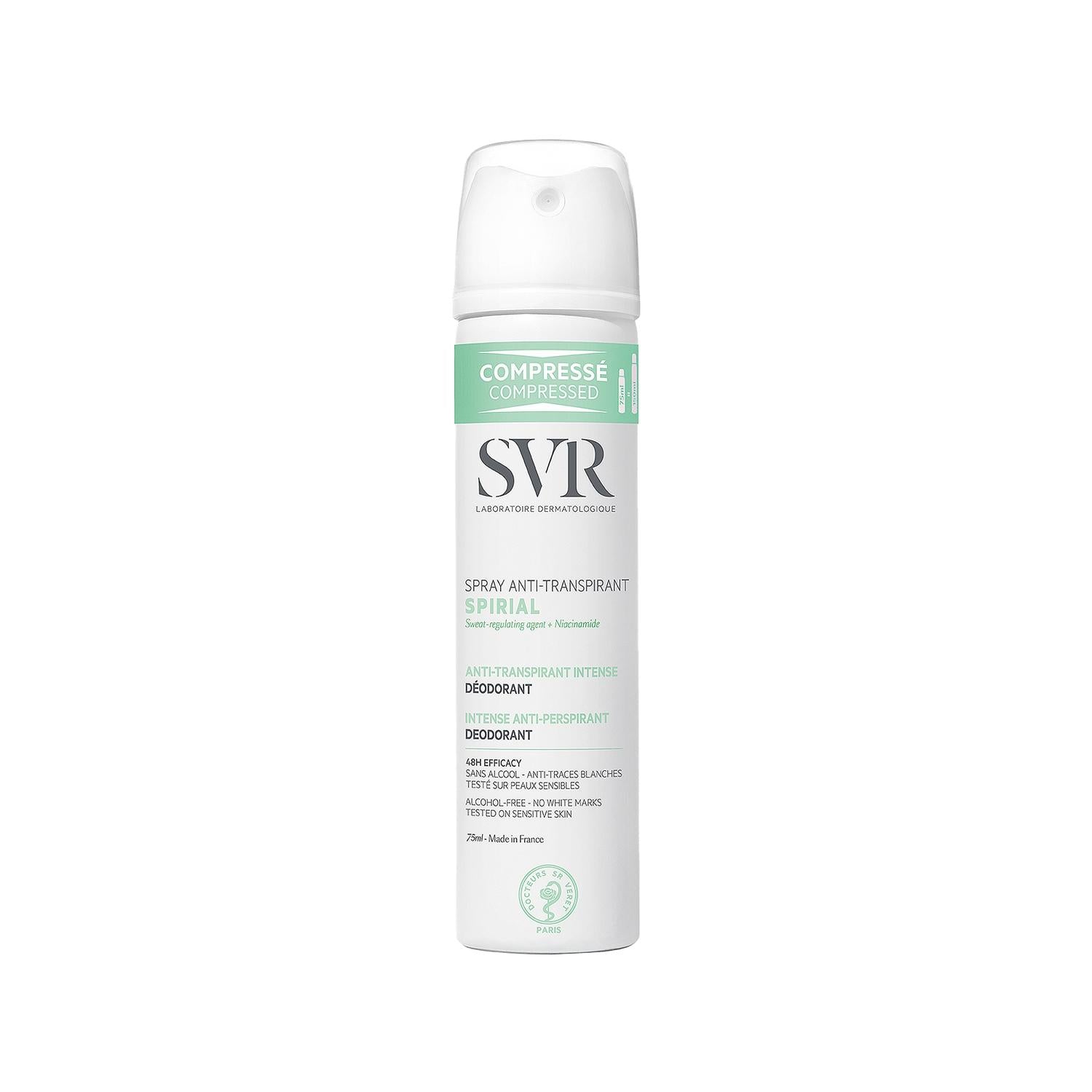 SVR Spirial Deodorant Spray 75 ml - Sensitive Skin Antiperspirant & Deodorant Protection SVR Spirial Deodorant Spray - Sensitive Skin Protection SVR Spirial Deodorant Spray, sensitive skin deodorant, antiperspirant spray, dermatologically tested deodorant, 75 ml deodorant, gentle deodorant, non-irritating deodorant, effective antiperspirant, spray deodorant, sensitive skin care, body odor control, sweat protection, daily deodorant, personal care, cosmetic product