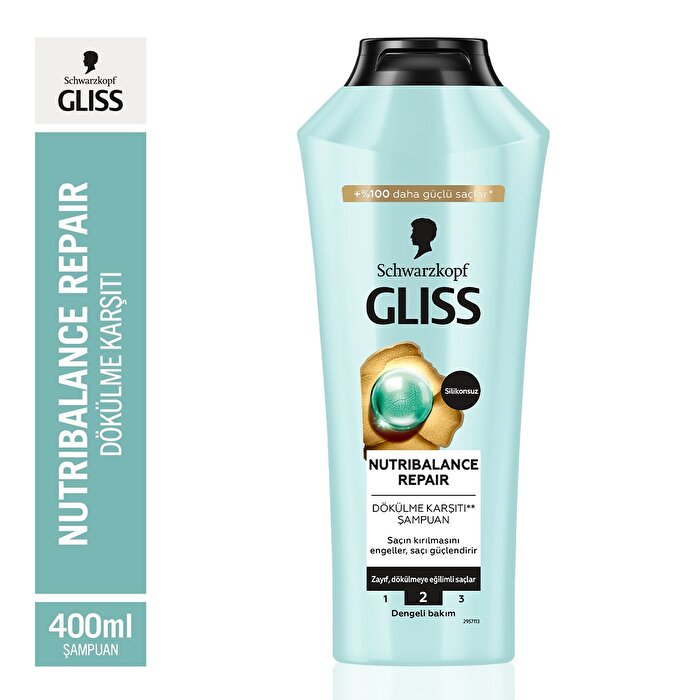 Gliss Nutribalance Repair Shampoo 13.5oz - Strengthening Formula | Salon Quality