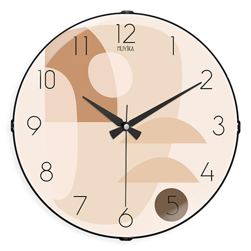 Muyika 36 cm Silent Wall Clock with Curved Glass - Decorative, Easy-to-Install, Quiet Mechanism