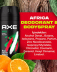 Axe Africa Deodorant Spray: Long-Lasting Vanilla Mandarin Scent For Men - 150ml Axe Africa Deodorant: Vanilla Mandarin Scent For Men Axe Africa Deodorant, Men's Deodorant Spray, Vanilla Mandarin Deodorant, Long Lasting Deodorant, Body Odor Protection, Axe Africa 150ml, Axe Deodorant for men, best smelling deodorant for men, deodorant, body spray, men's grooming, fragrance, vanilla scent, mandarin scent, odor control, 48-hour protection, spray deodorant, personal care, Axe deodorant, gifts for him, daily use
