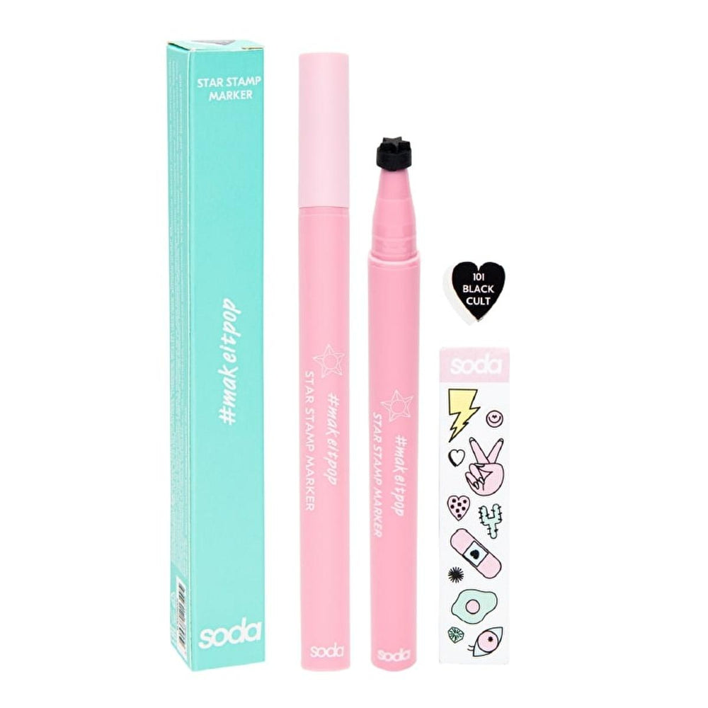 Cult Yıldız Soda Stamp Marker Eyeliner 001 Black - Waterproof, Long-Lasting Makeup for Creative Looks - view 3