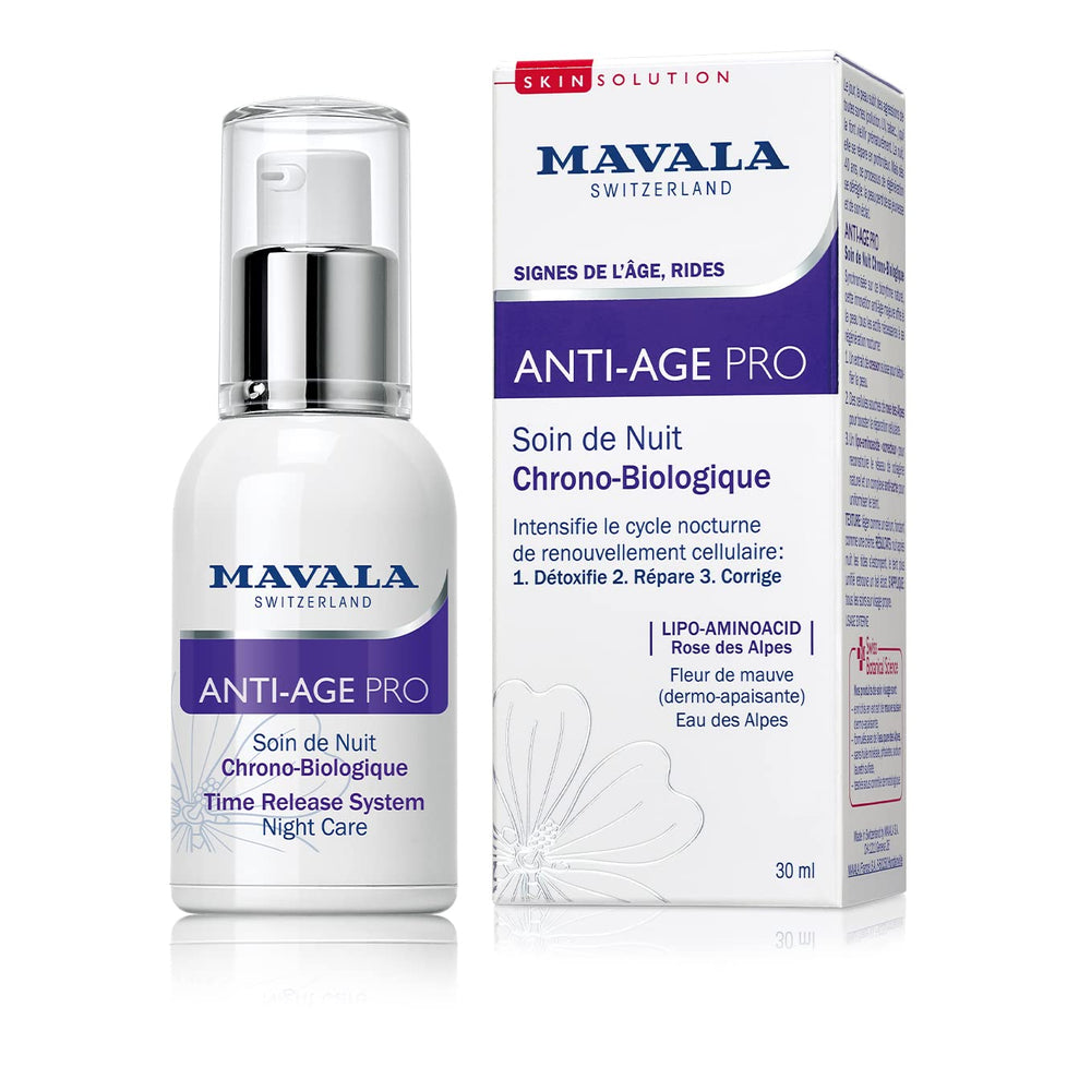 Mavala Anti-Age Pro Time Release System Night Care Cream - Anti-Aging Night Cream with Suteresi Özü and Alp Gülü Extract
