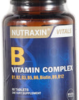 Nutraxin Vitamin B Complex Supplement - 60 Herbal Capsules | Comprehensive B Vitamins Formula
