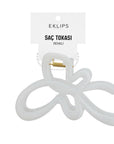 Eklips White Ribbon Claw Clip for Secure Hair Styling