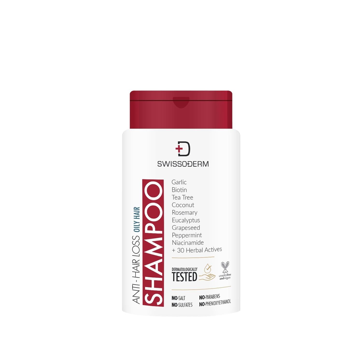 Swissoderm Anti-Hair Loss Shampoo for Oily Hair - 300ml, Reduces Hair Fall & Controls Oil Production Swissoderm Anti-Hair Loss Shampoo for Oily Hair anti hair loss shampoo, oily hair care, Swissoderm shampoo, hair loss treatment, shampoo for oily scalp, hair care products, oily hair solutions, hair loss solutions, Swissoderm anti-hair loss, hair care for oily hair