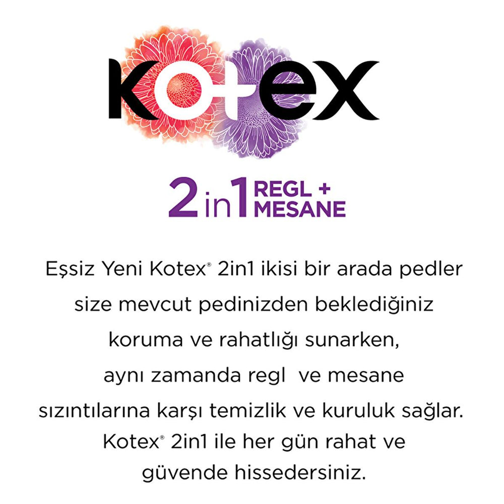 Kotex 2in1 Sanitary Pads - 22 Count - Protection for Menstruation & Bladder Leakage - Hygiene Products