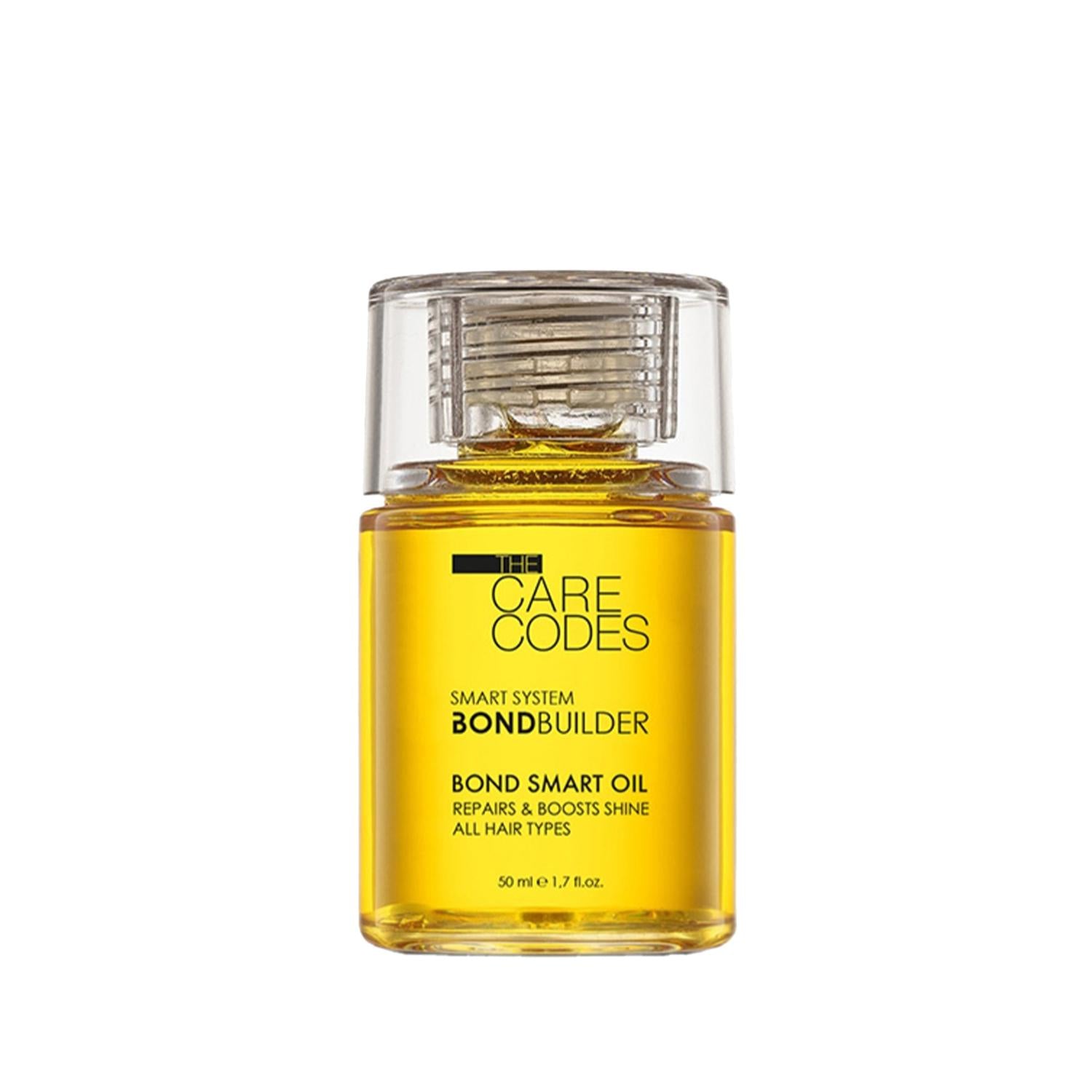 The Care Codes Smart System Bond Builder Hair Care Oil - 50ml Nourishing Treatment for Damaged Hair The Care Codes Bond Builder Hair Oil - 50ml hair care oil, bond builder hair treatment, smart system hair care, The Care Codes hair products, nourishing hair oil, hair repair, hair nourishment, damaged hair treatment, hair care routine, travel size hair care