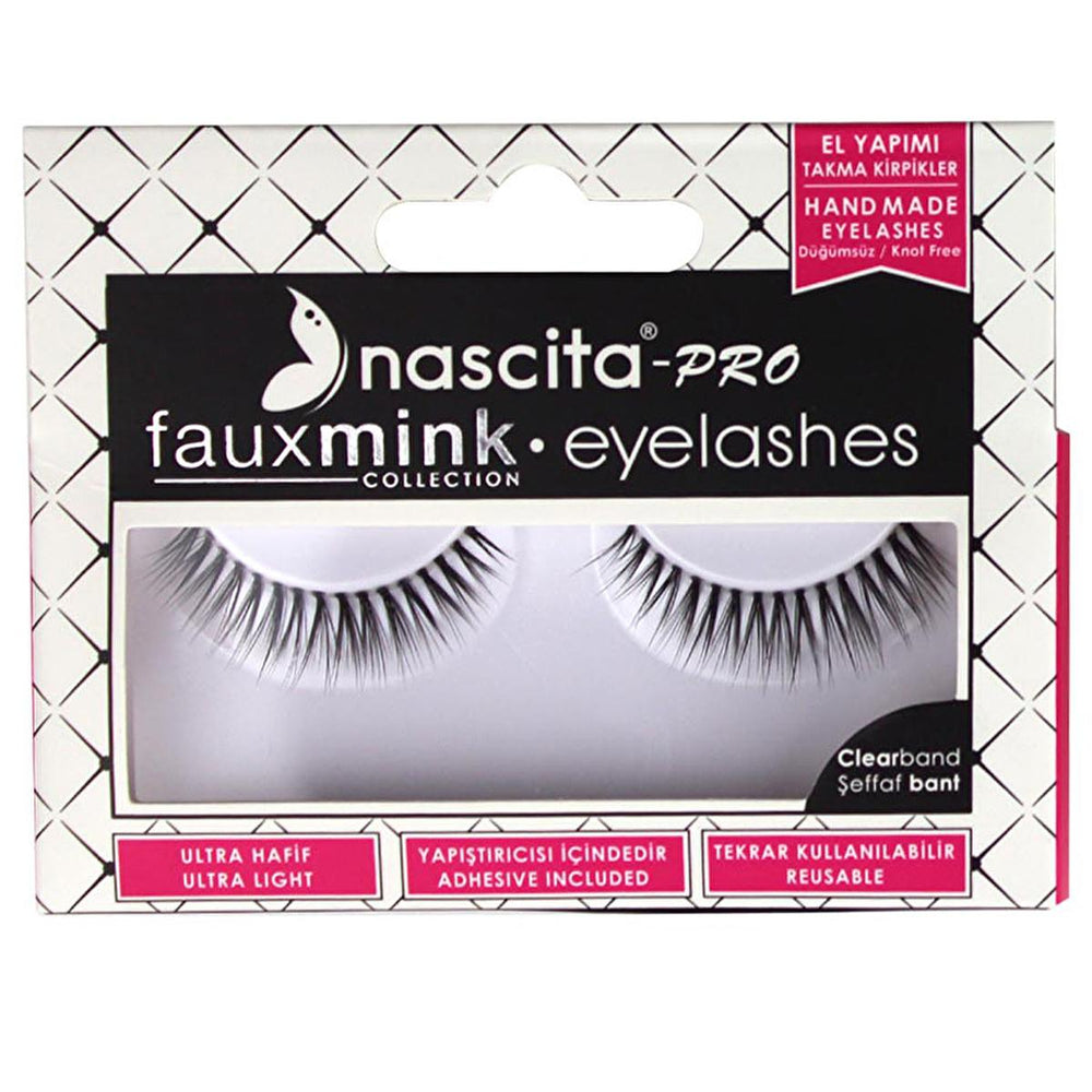 Nascita Pro Fauxmink False Eyelashes 091 - Easy to Apply, Natural Look, Includes Adhesive - Hair Accessories