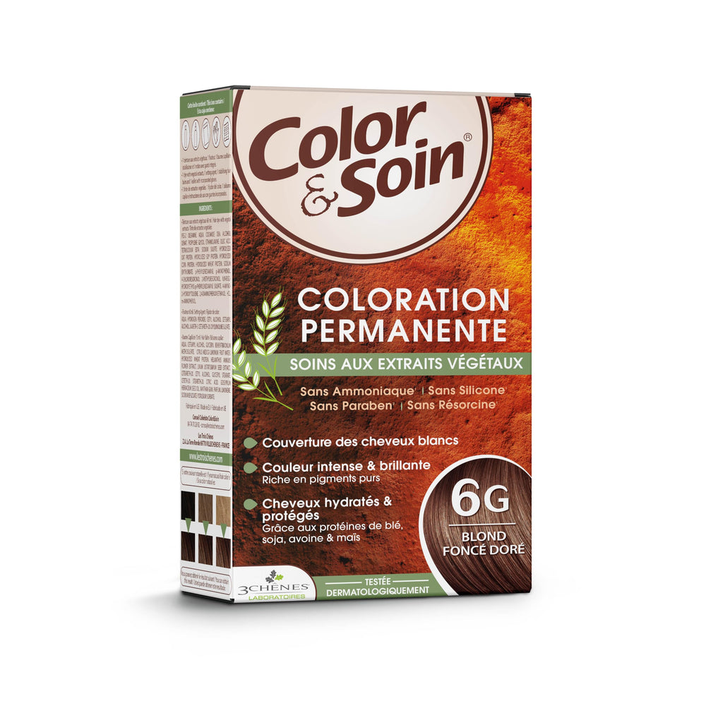Color&Soin Dark Golden Blond Hair Dye - Natural, Ammonia-Free, 6G Shade with Botanical Extracts