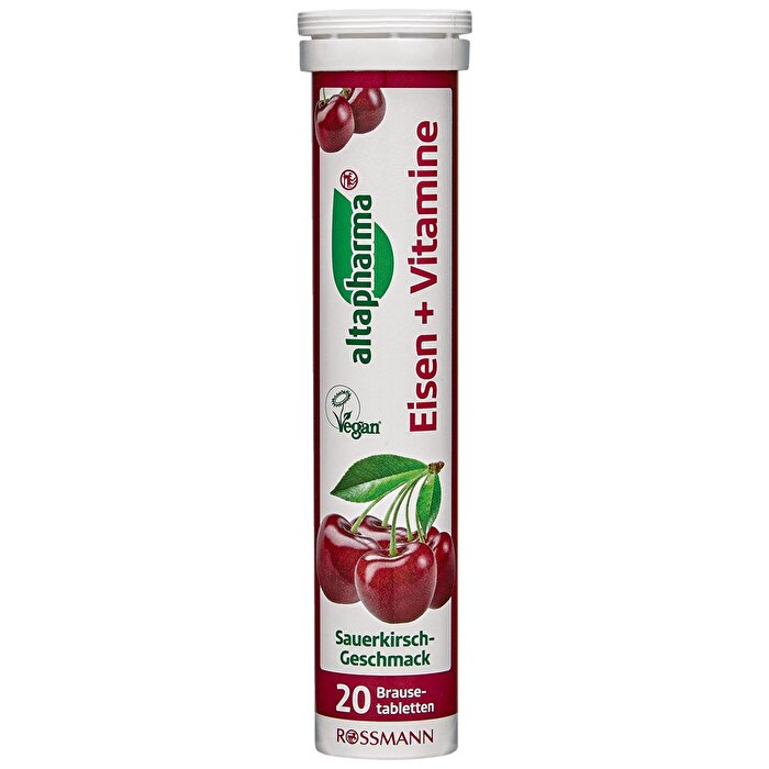 Altapharma Iron & Vitamins Supplement 20 Effervescent Tablets - Cherry Flavor | Vegan