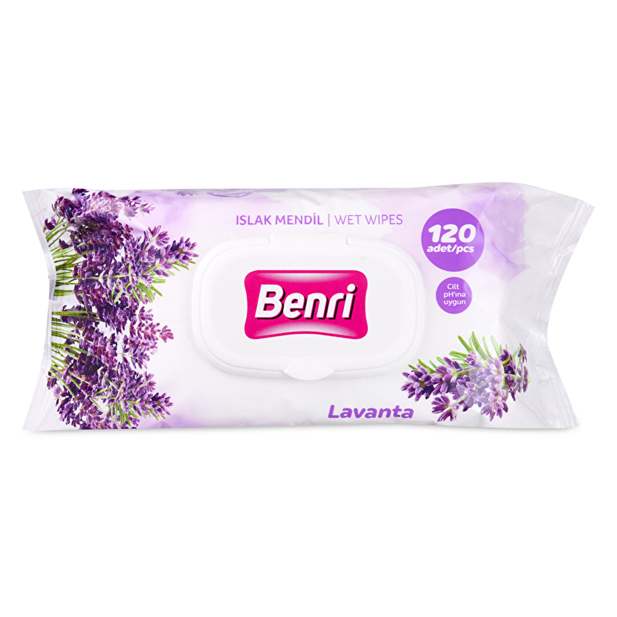 Benri Lavender Wet Wipes 120 Count - Soft and Gentle | Travel Size - Image