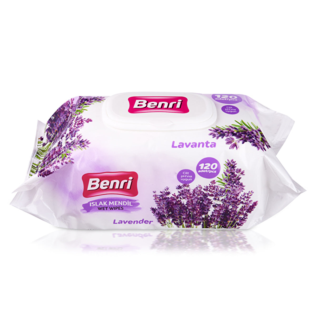 Benri Lavender Wet Wipes 120 Count - Soft and Gentle | Travel Size - Image