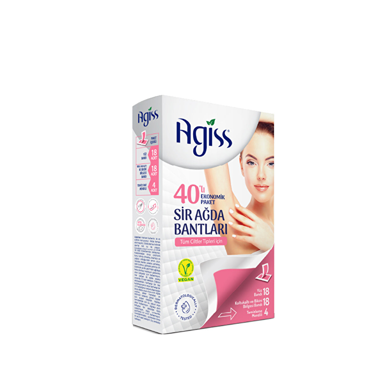 Agiss Wax Strips 40 Count - For Face, Underarm & Bikini | Quick & Easy - Image