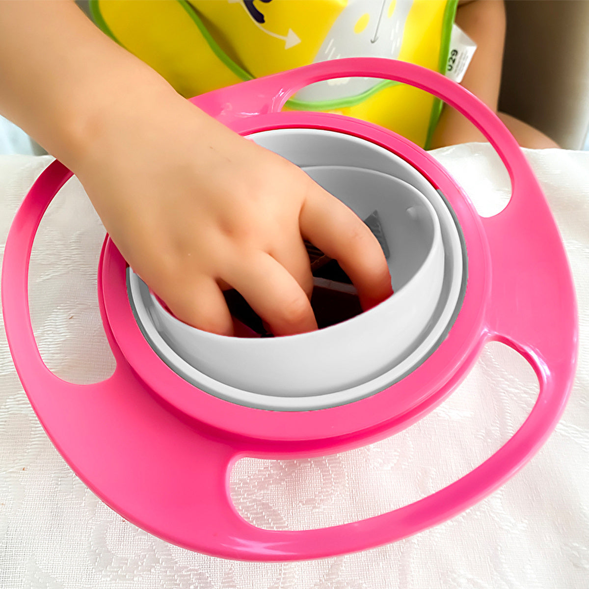 Babyjem Non-Spill Bowl Pink - 360-Degree Rotating | Baby Feeding - Image