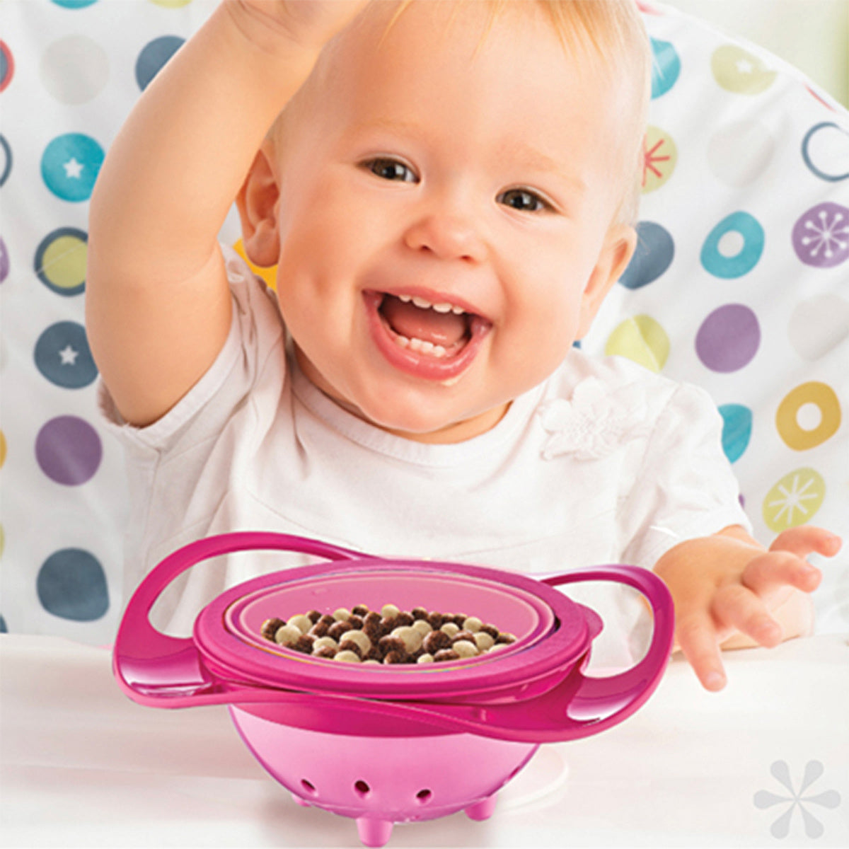 Babyjem Non-Spill Bowl Pink - 360-Degree Rotating | Baby Feeding - Image