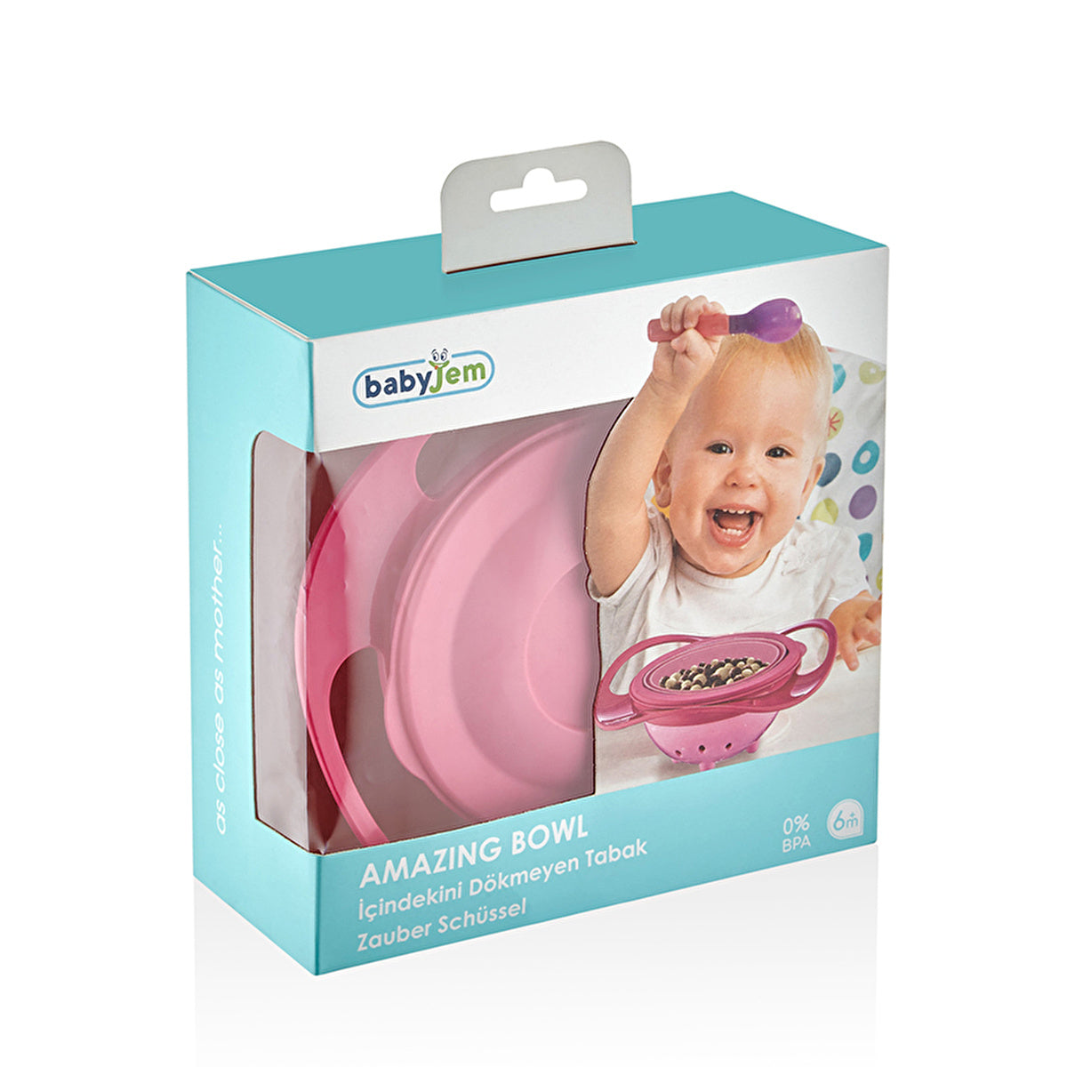 Babyjem Non-Spill Bowl Pink - 360-Degree Rotating | Baby Feeding - Image