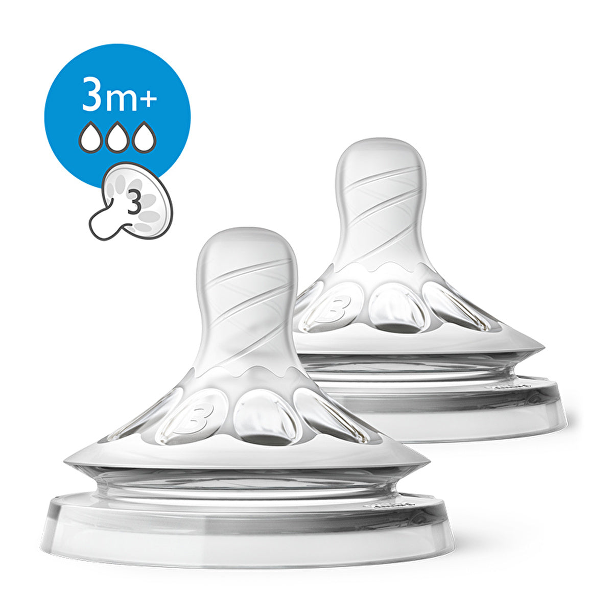 Philips Avent Natural Bottle Nipple 3 Holes - 3 Months+ | 2-Pack - Image