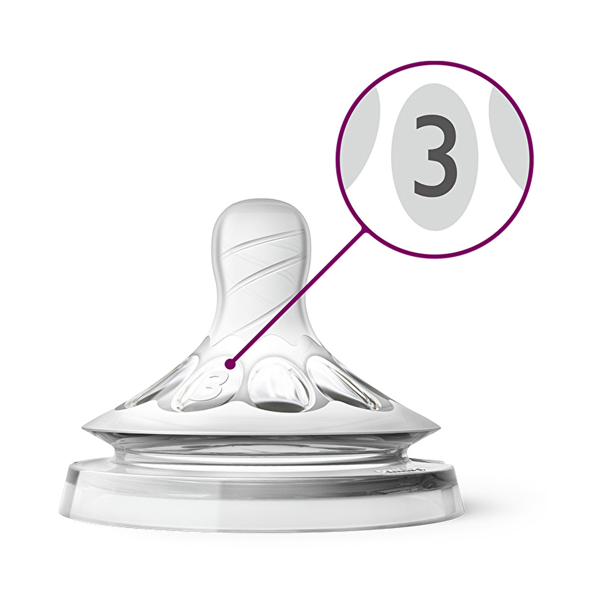 Philips Avent Natural Bottle Nipple 3 Holes - 3 Months+ | 2-Pack - Image