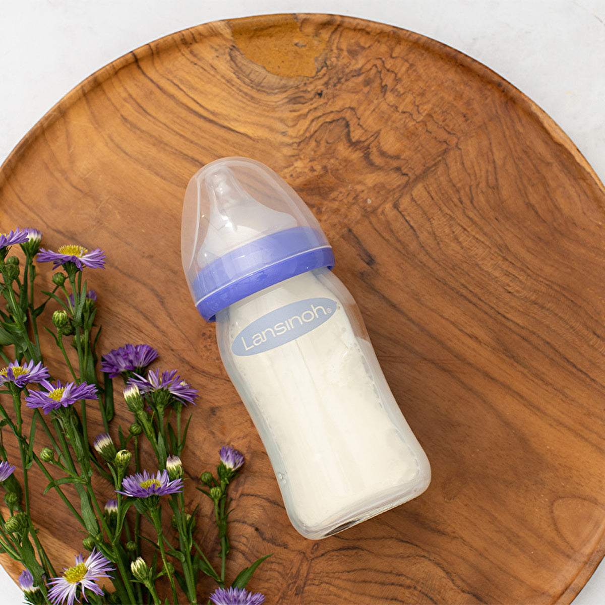 Lansinoh Glass Bottle & NaturalWave Nipple 5oz - Anti-Colic | BPA-Free