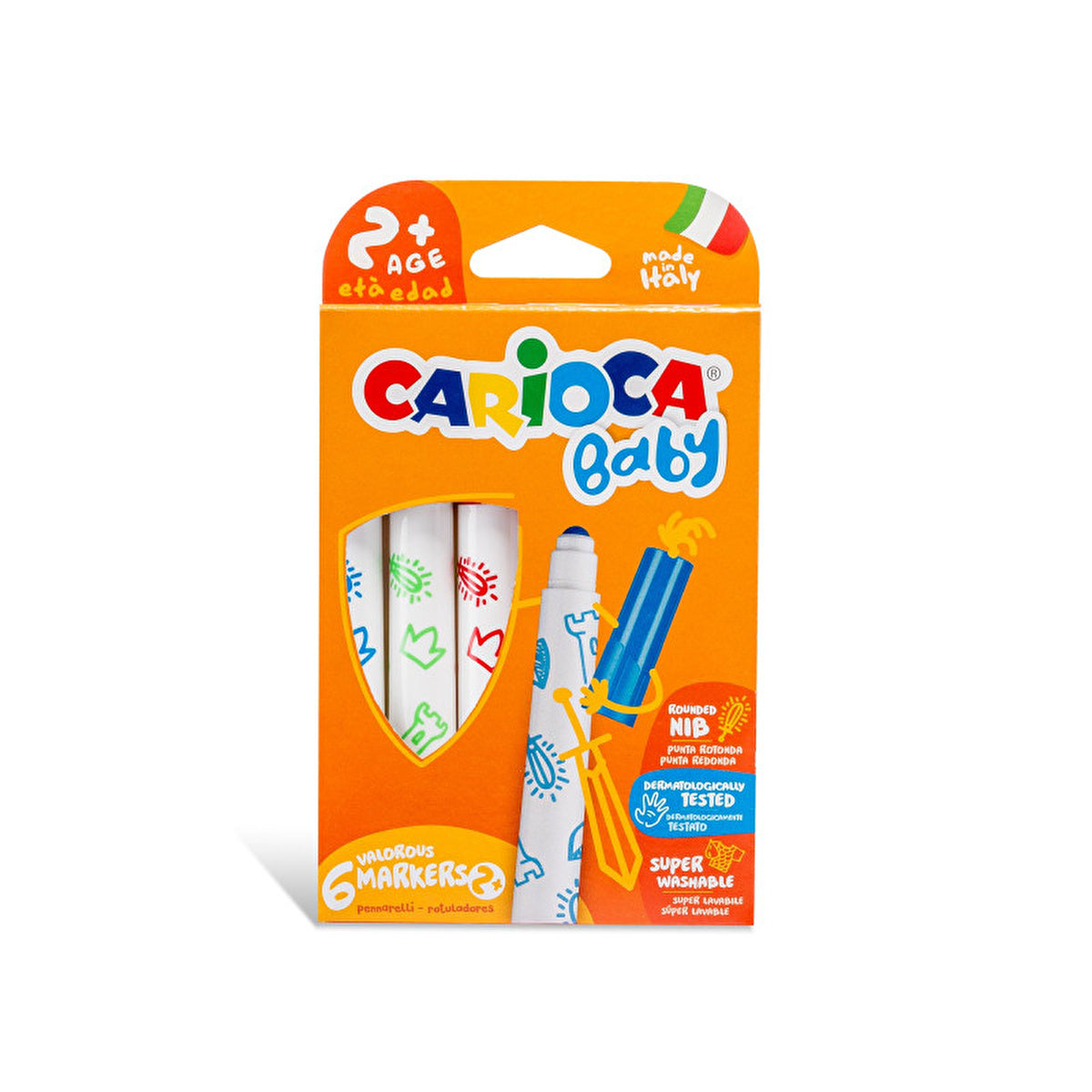 Carioca Jumbo Baby Washable Markers Set - 6 Pack | Safe and Non-Toxic - Image