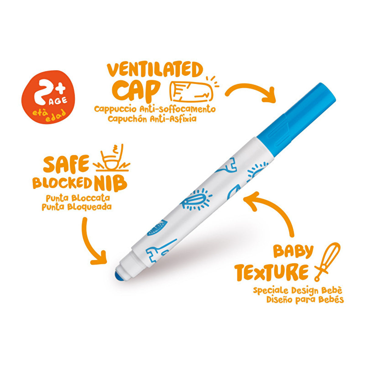 Carioca Jumbo Baby Washable Markers Set - 6 Pack | Safe and Non-Toxic - Image