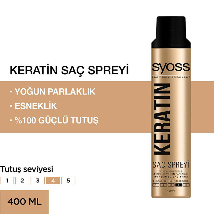 Syoss Keratin Hair Spray Extra Strong Hold 400ml | 48 Hour Hold