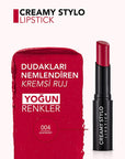Flormar Creamy Stylo Lipstick - Moisturizing, High Pigment, Semi-Glossy Finish - 004 Raspberry Flormar Creamy Stylo Lipstick - Moisturizing & High Pigment Flormar Creamy Stylo Lipstick, Moisturizing lipstick, Creamy lipstick, Semi-glossy lipstick, High pigment lipstick, Easy apply lipstick, Lip care, Makeup, Beauty products, Cosmetics, Lipstick, Flormar, Raspberry lipstick, 004 Raspberry