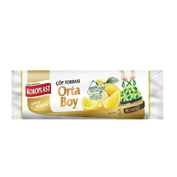 Koroplast Lemon Scented Trash Bags, Medium Size, 15 Count - Fresh Waste Management Solution Koroplast Lemon Scented Trash Bags - Fresh Waste Solution Trash bag, Lemon scented trash bag, Koroplast trash bag, Medium size trash bag, Scented waste disposal bags, Household essentials, Kitchen supplies, Bathroom supplies, Office supplies, Waste management solutions, Durable trash bags, Fresh home, Cleaning supplies