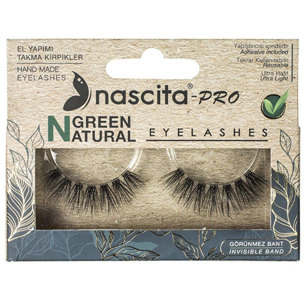 Nascita Vegan False Eyelashes Natural Green 3D - Handmade for All Eye Types - Hair Accessories