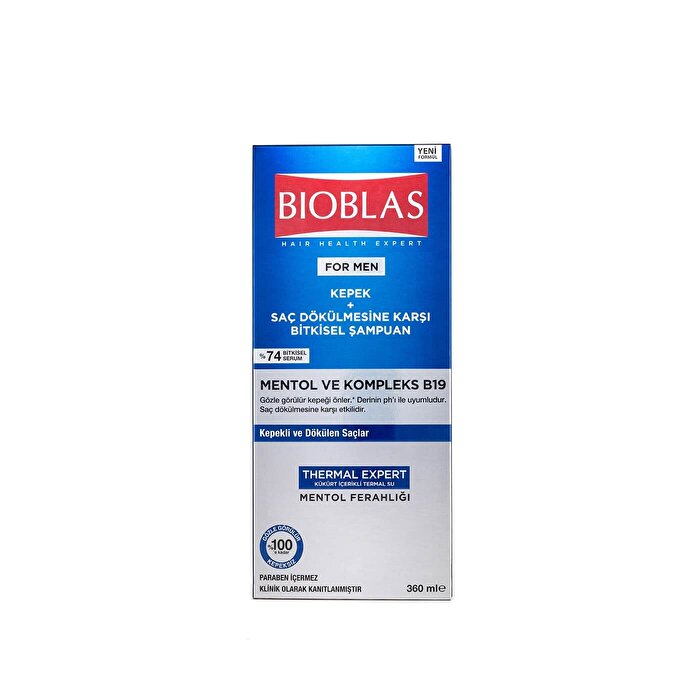Bioblas Mint Shampoo with B19 Complex - 12oz | Anti-Dandruff Care - Shampoo