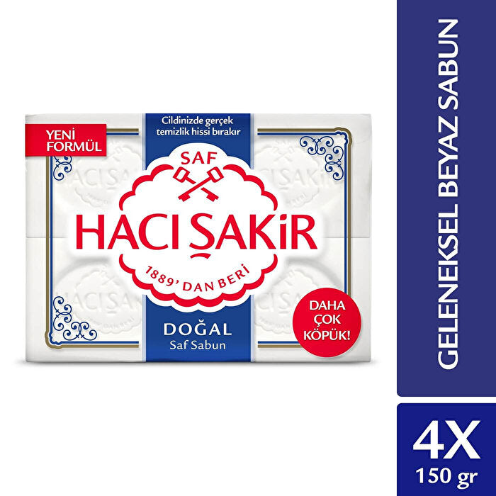 Hacı Şakir Natural White Soap 4 x 150g - Traditional Turkish Formula | 100% Natural