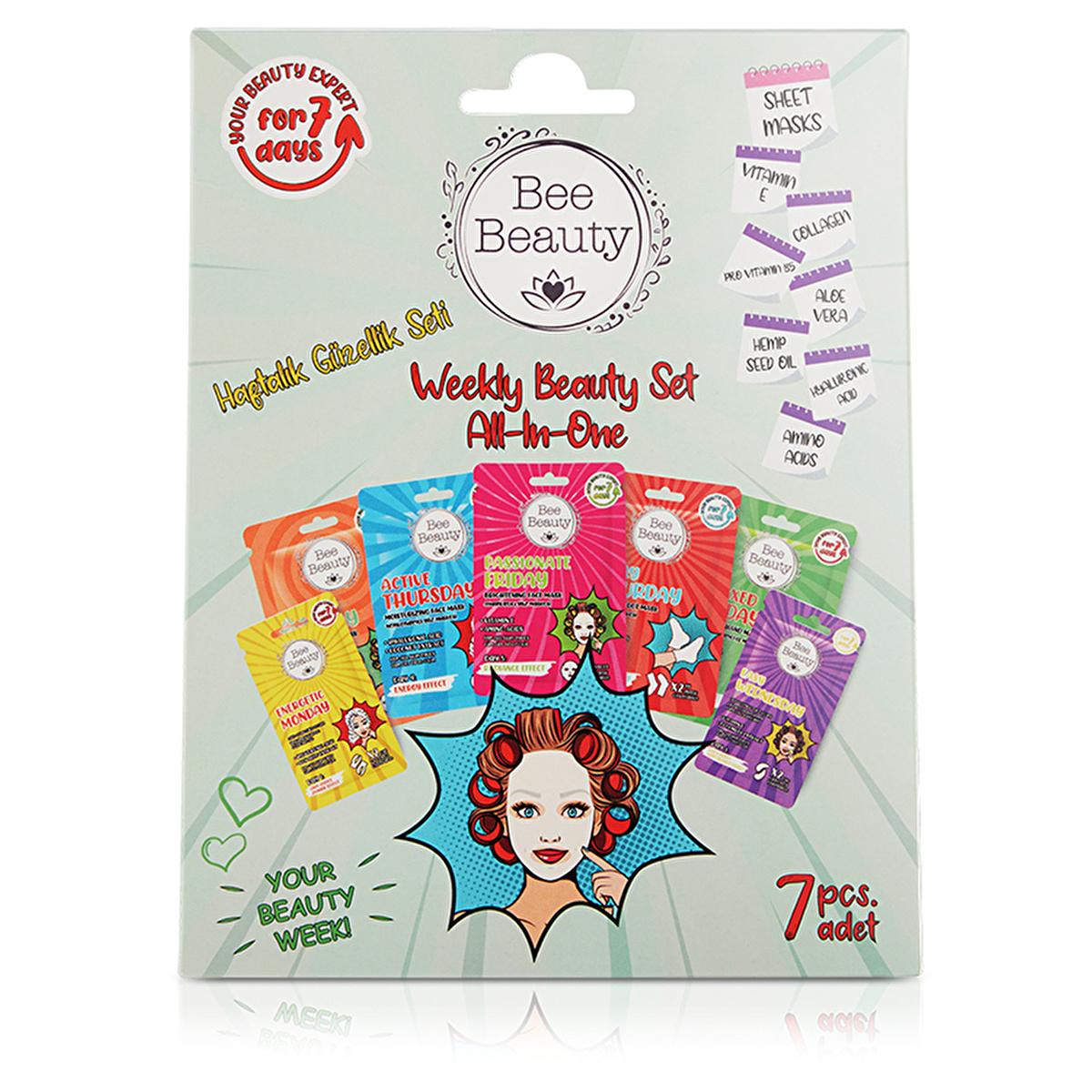 Bee Beauty 7-Day Skincare Mask Set for Face, Hands, and Feet - Comprehensive Facial and Body Care Routine Bee Beauty 7-Day Skincare Mask Set - Face, Hands, Feet skincare mask set, facial care routine, body care masks, natural skincare products, weekly skincare regimen, face masks, hand masks, foot masks, hyaluronic acid, vitamin E, collagen, aloe vera, skincare routine, beauty products, self-care, pampering, glowing skin, radiant complexion