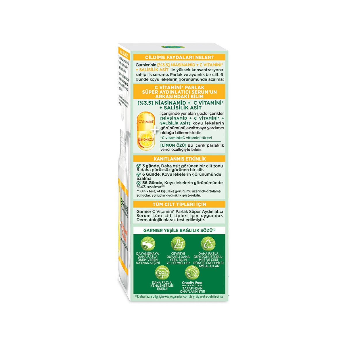 Garnier C Vitamini Parlak Süper Aydınlatıcı Serum - Brightening Face Serum for Even Skin Tone Garnier C Vitamini Serum - Brightening & Even Skin Tone Garnier C Vitamini Serum, Parlak Süper Aydınlatıcı Serum, Niasinamid Serum, Cilt aydınlatıcı serum, Koyu leke giderici, Face Serum, Brightening Serum, Vitamin C Serum, Niacinamide Serum, Salicylic Acid Serum, Skincare, Hyperpigmentation Treatment, Even Skin Tone, Glowing Skin, Sensitive Skin Friendly, Dermatologically Tested, Daily Skincare, Anti-Aging Skincar