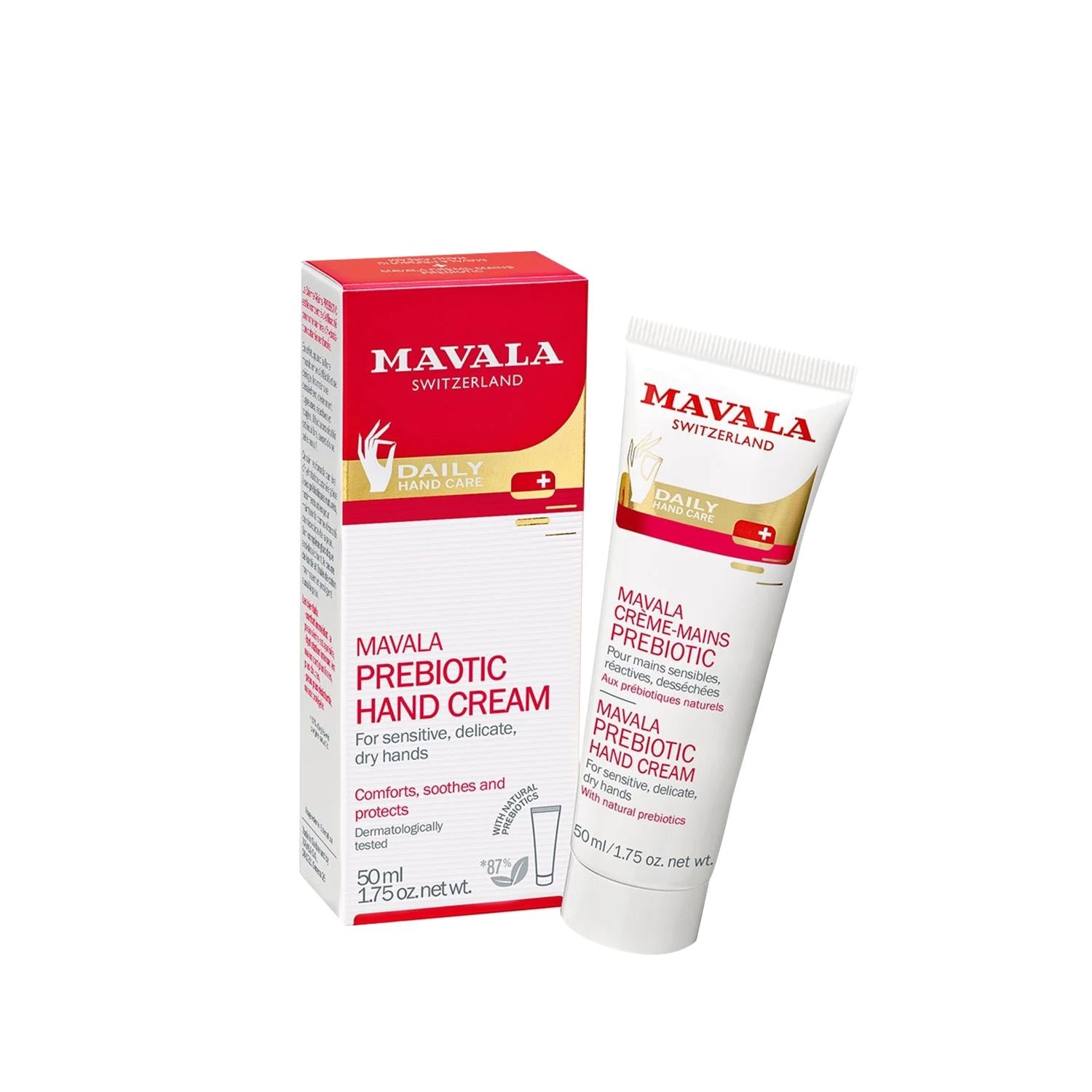 Mavala Prebiotic Hand Cream - 50ml - Moisturizing & Nourishing for Dry Hands Mavala Prebiotic Hand Cream - Moisturizing & Nourishing hand cream, prebiotic hand cream, Mavala hand cream, moisturizing hand cream, skincare, dry skin care, nourishing hand cream, travel-friendly skincare, prebiotic skincare, sensitive skin products