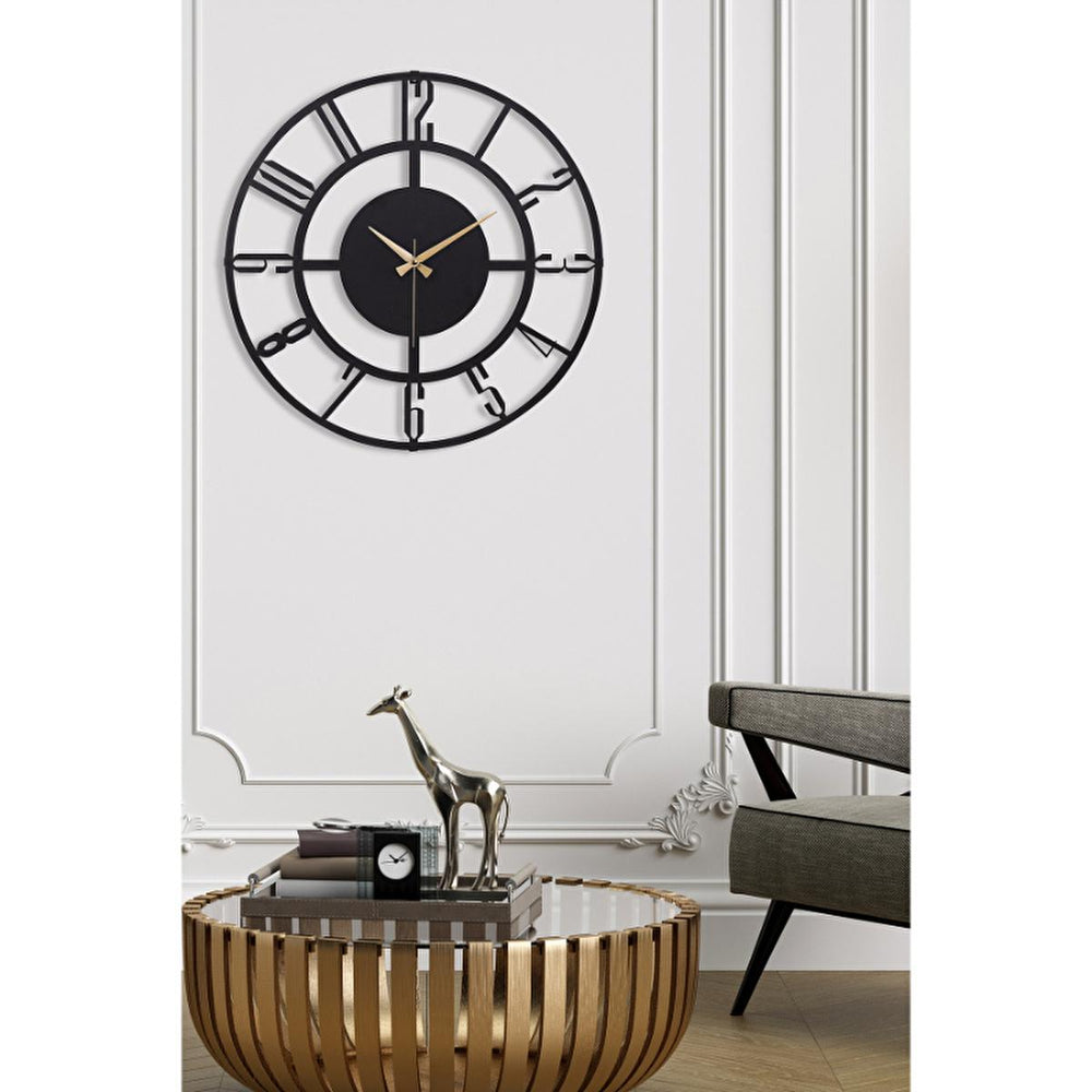 Muyika 50cm Metal Black Wall Clock - Silent Sweep Mechanism, Modern Decor - view 2