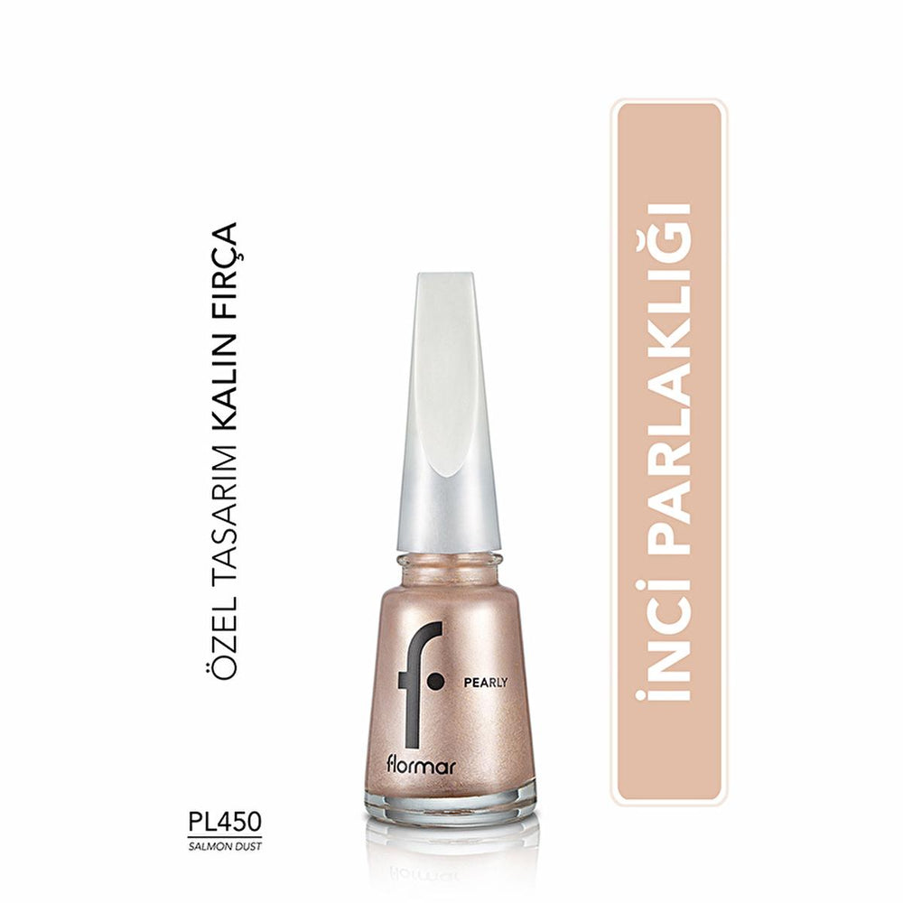Flormar Pearly Long-Lasting Nail Polish with Shimmering Finish - Salmon Dust PL450 - Nail Polish