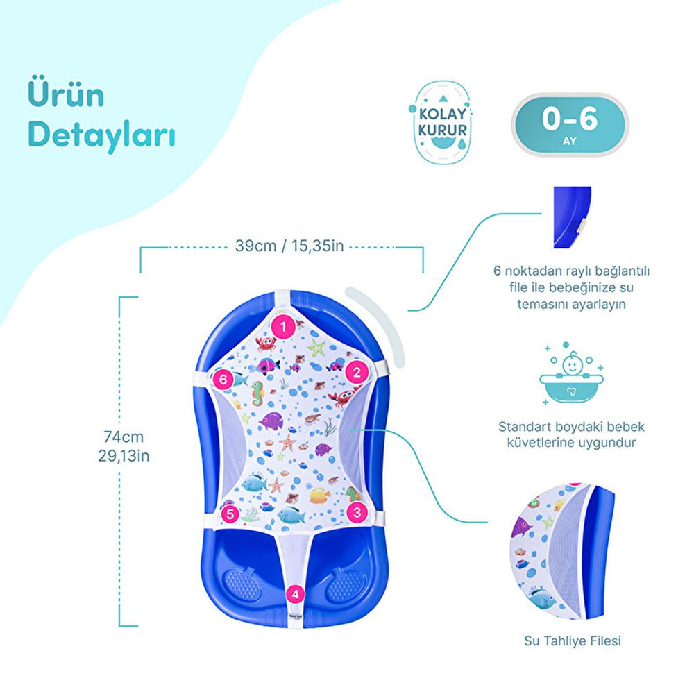Sevi Bebe Baby Bath Mat - Adjustable, Anti-Bacterial, and Durable for Safe Bathing Experience - Baby Care