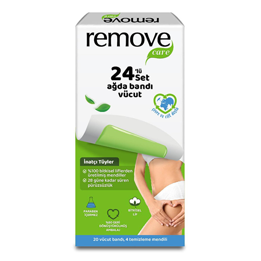 Remove Care Wax Strips for Body Hair Removal - Easy, Dermatologically Tested, 24-Piece Set for Arms and Legs - Skin Care