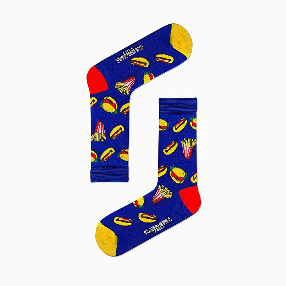 Carnaval Novelty Fast Food Socks Set - 5 Pairs of Comfortable Cotton-Themed Socks for Everyday Wear