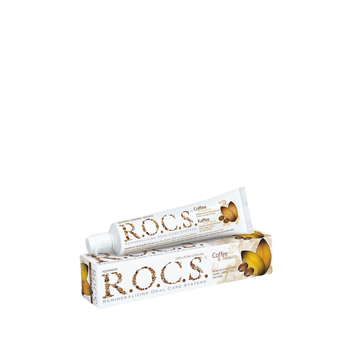 Rocs Coffee & Tobacco Stain Remover Toothpaste for Oral Hygiene - 74g Rocs Toothpaste for Coffee & Tobacco Stains Rocs toothpaste, coffee stain remover toothpaste, tobacco stain remover toothpaste, oral hygiene toothpaste, dental care products, stain removal, oral hygiene, dental health, coffee lovers, tobacco users